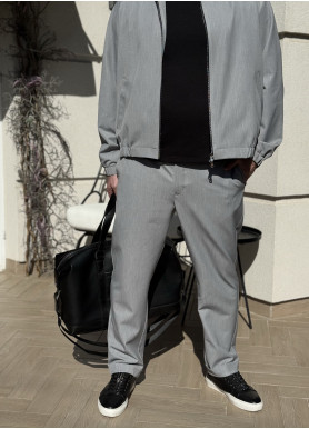 Брюки з преміальної костюмки сірі