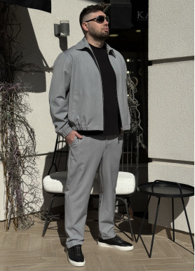 Брюки з преміальної костюмки сірі