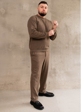 Штани чоловічі з візерунком "ялинка" вовна шоколад