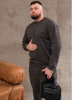 Чоловічий утеплений світшот oversize трикотаж графіт