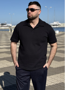 Футболка-поло базова преміум бавовна чорна
