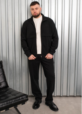 Костюм чоловічий з зіп-кофтою базовий бавовна чорний