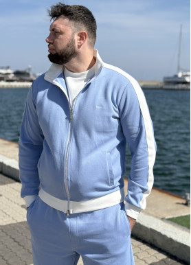 Мужской костюм с лампасами и на змейке ласкоста премиум голубой