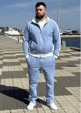 Мужской костюм с лампасами и на змейке ласкоста премиум голубой
