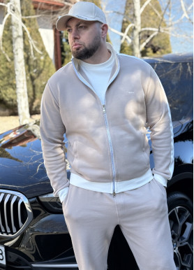 Костюм чоловічий з лампасами та на змійці ласкоста преміум мокко