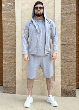 Шорти чоловічі з преміальної тканини лакоста сірі