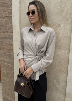 Блуза с запахом и боковой завязкой вискоза мокко