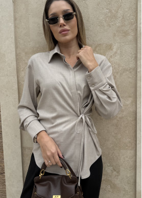 Блуза с запахом и боковой завязкой вискоза мокко