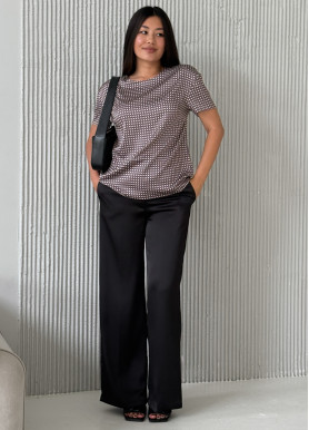 Топ с геометрическим принтом шелк мокко