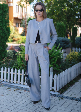 Брюки широкие костюмка премиум серые