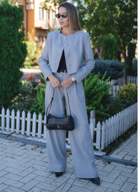 Брюки широкие костюмка премиум серые