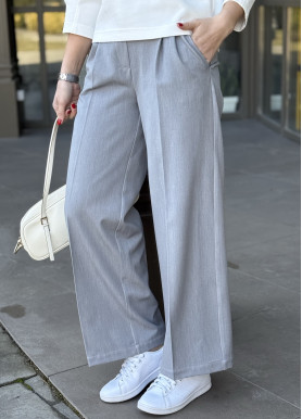 Брюки-палаццо с защипами алекс серые