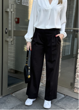 Брюки-палаццо с защипами алекс черные