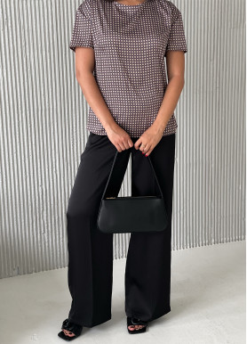 Брюки палаццо шелковый сатин черные