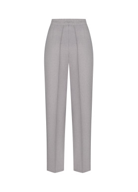 Брюки с высокой посадкой и защипами костюмка премиум серые