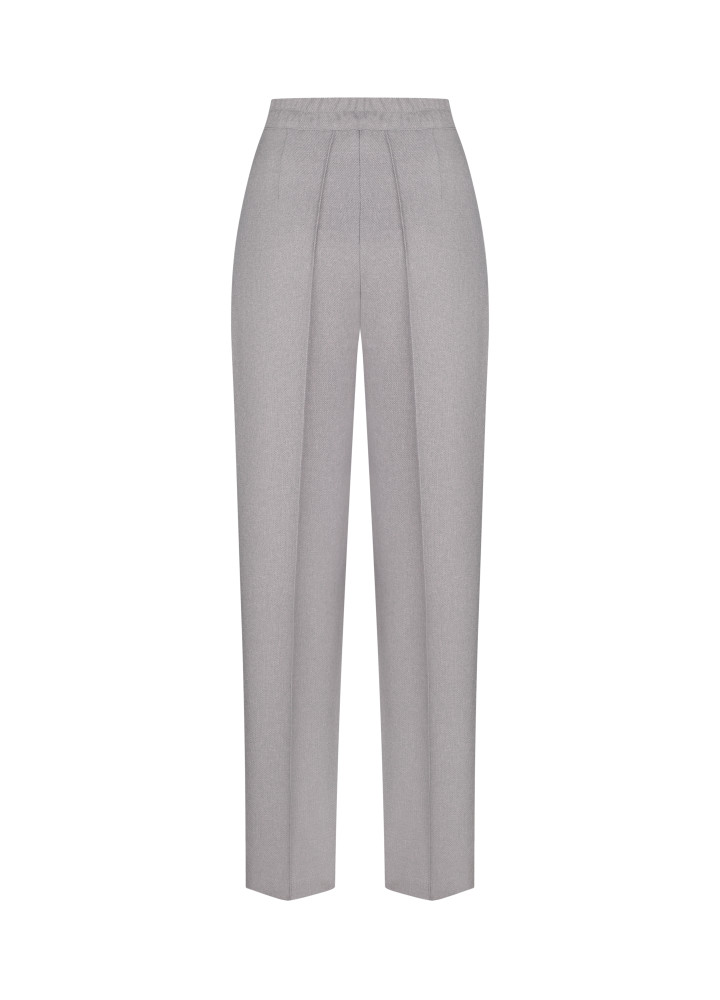 Брюки з високою посадкою та защипами костюмка преміум сірі Брюки з високою посадкою та защипами костюмка преміум сірі
