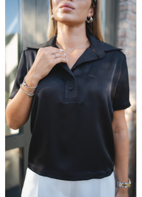 Футболка-поло класична сатин чорна Футболка-поло класична сатин чорна