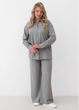 Костюм прогулочный с рубашкой костюмка премиум светло-серый