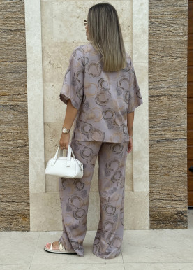 Трикотажный костюм вискоза мокко принт