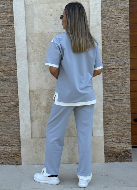 Прогулочный костюм в спортивном стиле трикотаж голубой