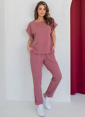 Трикотажный костюм хлопок темно-розовый