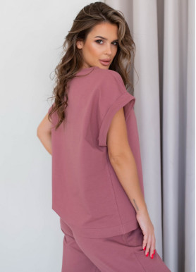 Трикотажный костюм хлопок темно-розовый