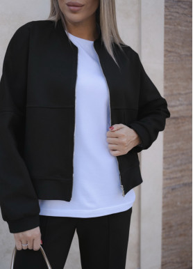 Трикотажный костюм с бомбером шерсть черный