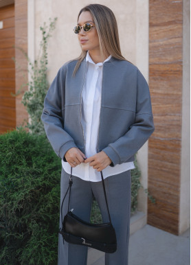 Прогулянковий костюм з бомбером вовна сірий