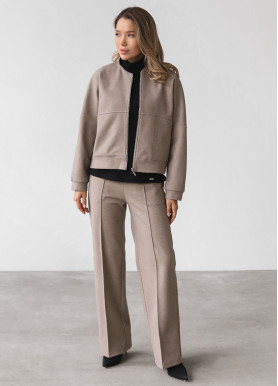 Прогулянковий костюм з бомбером вовна мокко