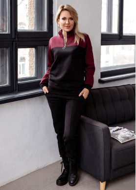 Костюм на флісі зі змійкою на горловині бавовна бордо Костюм на флісі зі змійкою на горловині бавовна бордо