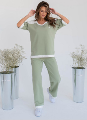 Трикотажный костюм хлопок фисташковый