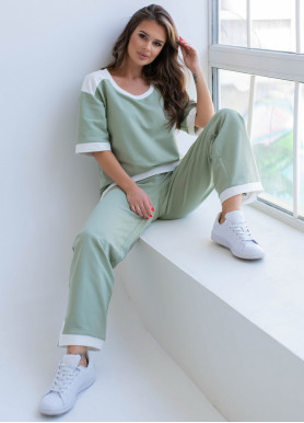 Трикотажный костюм хлопок фисташковый
