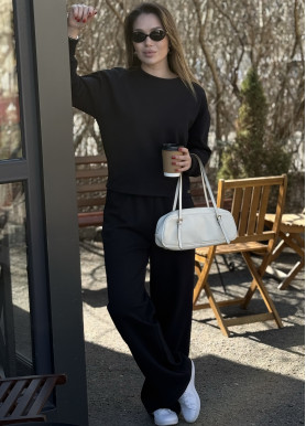 Прогулянковий костюм з рукавами три чверті трикотаж чорний