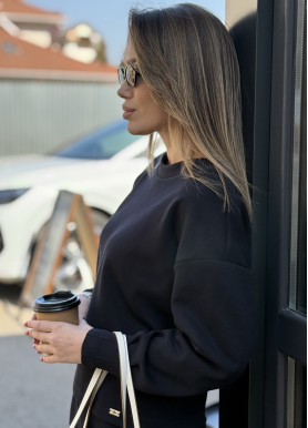 Прогулянковий костюм з рукавами три чверті трикотаж чорний