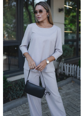 Прогулочный костюм с рукавами три четверти премиумная костюмка мокко