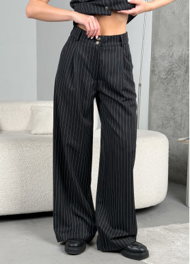 Брюки палаццо костюмка серая полоска