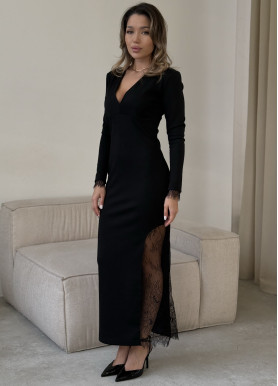 Вечірня сукня з мереживним розрізом віскоза та мереживо чорне