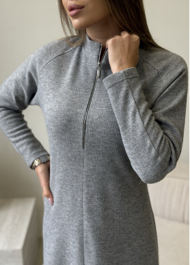 Сукня з вовни зі змійкою світло-сіра