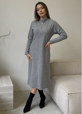 Сукня з вовни зі змійкою світло-сіра