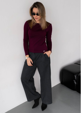 Лонгслив базовый с утеплителем гладкий вискоза марсала